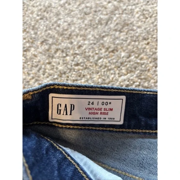 Womens Dark Wash Gap Vintage‎ Slim High Rise Jeans Size 24 - Picture 3 of 6